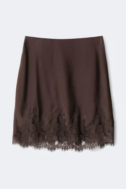Lace satin mini skirt