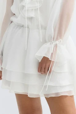 Long sleeve frill mini dress