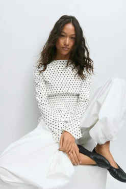 Long sleeve smock top