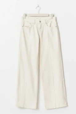 Low wide front seam jeans