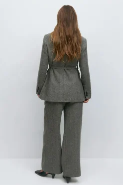 Mid waist herringbone trousers