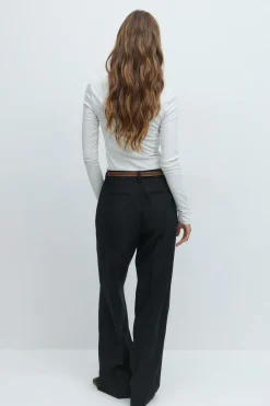 Mid waist straight trousers