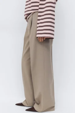 Mid wide pleated trousers