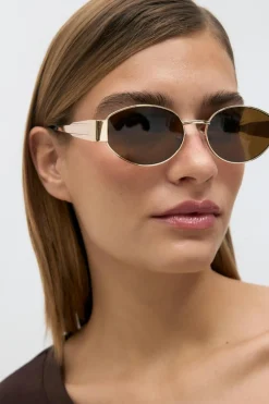 Oval metal frame sunglasses