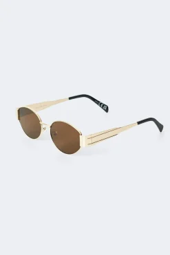 Oval metal frame sunglasses