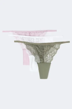 3-pack lace thong