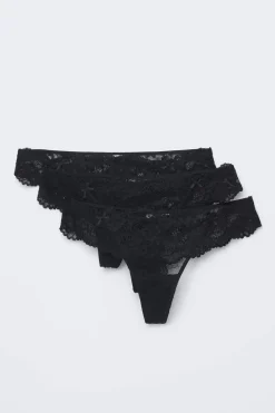 3-pack scallop lace thong
