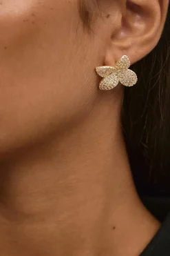 Pave flower earrings
