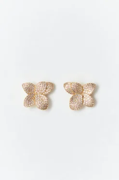 Pave flower earrings