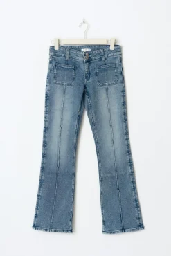 Pleated flare jeans