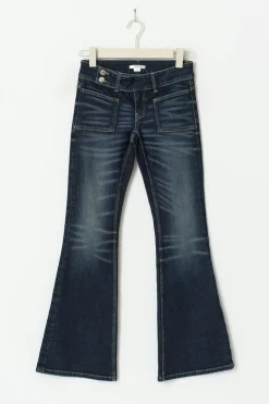 Pleated flare jeans