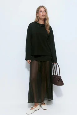 Pleated maxi skirt