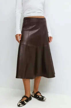 Pu midi skirt