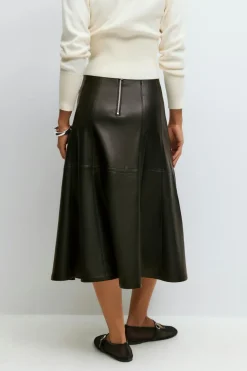 Pu midi skirt