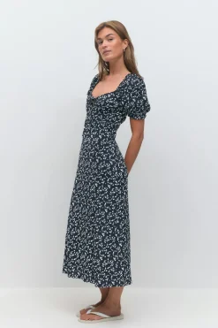 Puff sleeve midi dress