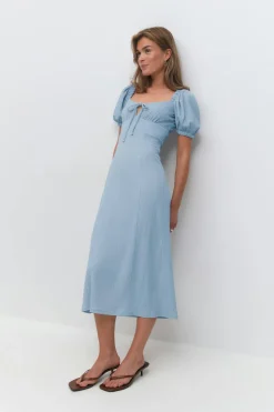 Puff sleeve midi dress