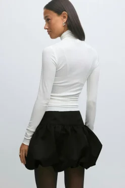 Satin balloon mini skirt