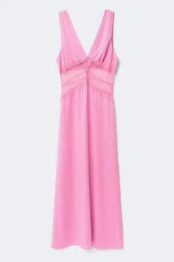 Satin lace maxi dress