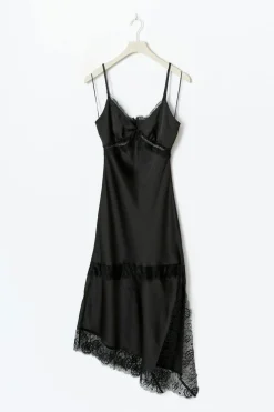 Satin lace midi dress