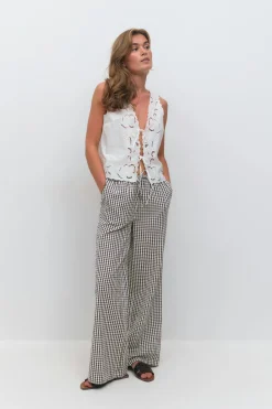 Seersucker gingham trousers