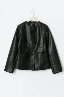 Shaped pu blazer