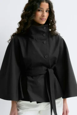 Short cape trench jacket