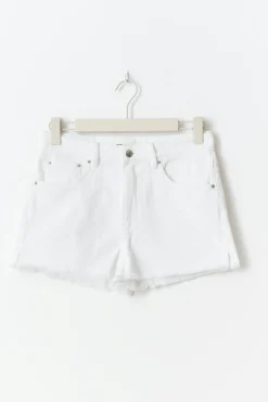 Slit denim shorts