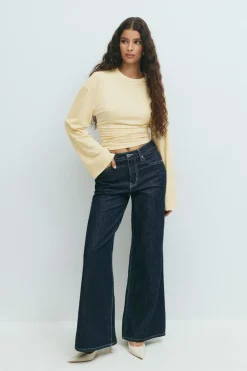 Soft touch wide sleeve top