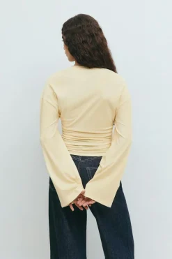 Soft touch wide sleeve top