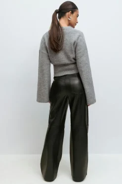 Straight pu trousers