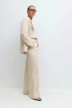 Straight twill trousers