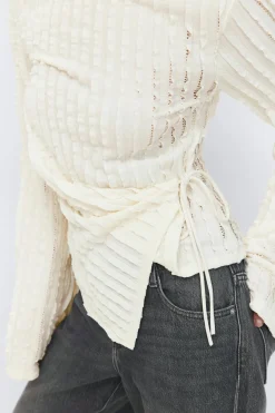 Textured tie detail top