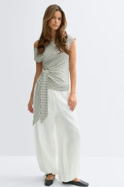 Tie detail stripe top