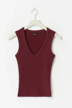 Tight v-neck rib tank