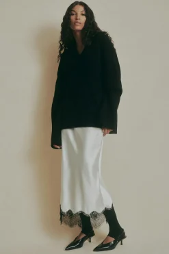 V-neck knitted wool sweater