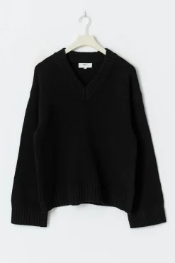 V-neck knitted wool sweater