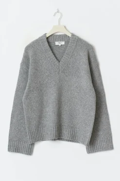 V-neck knitted wool sweater