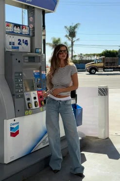 Waist flip wide jeans