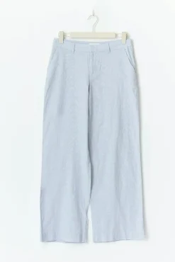 Wide linen blend trousers