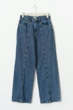 Wide petite front seam jeans