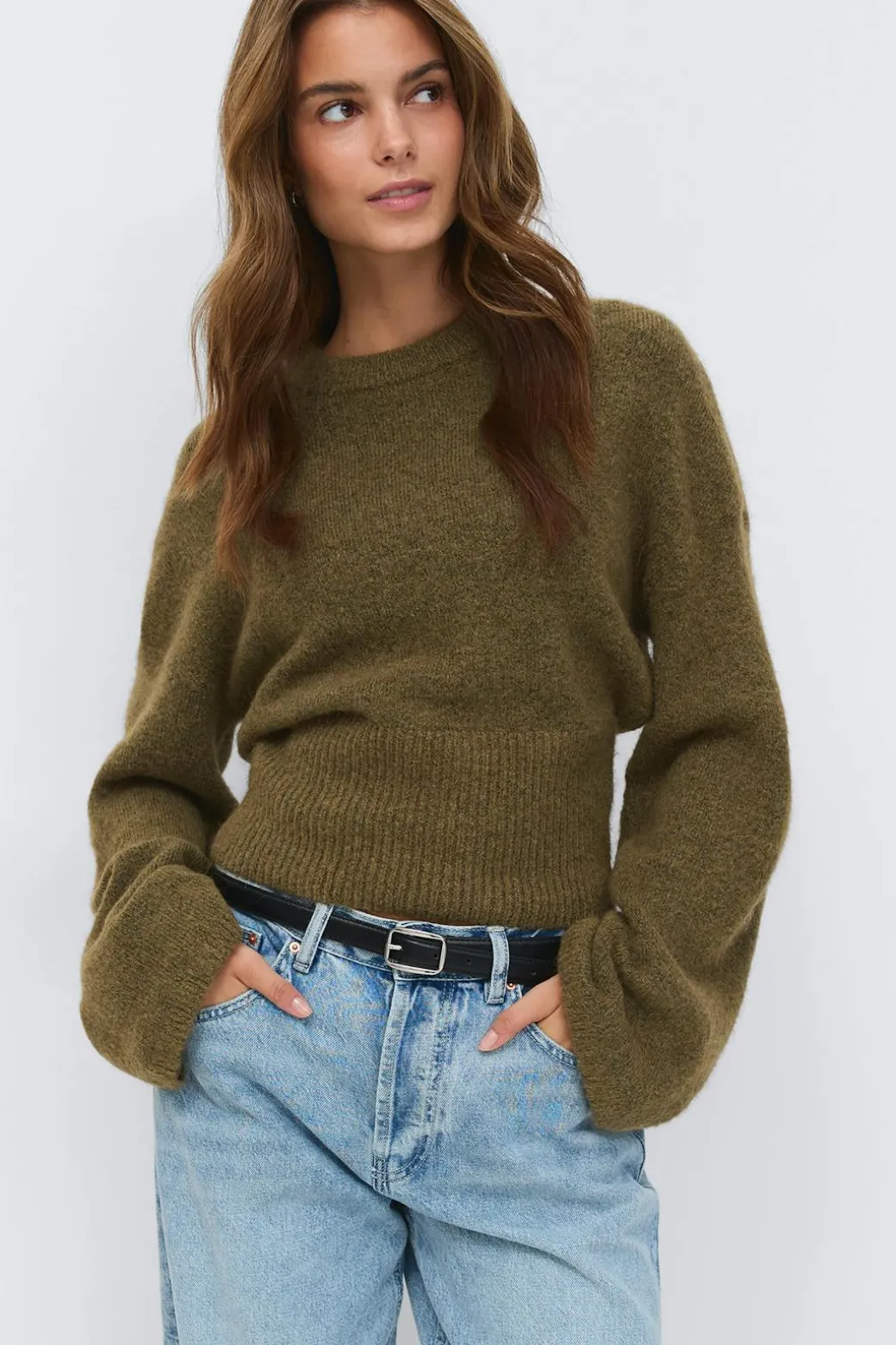 Wide sleeve knitted sweater