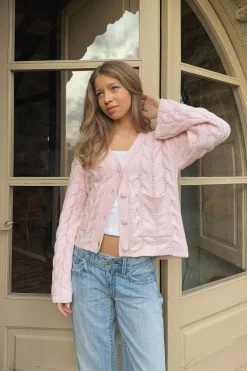Y cable knitted cardigan