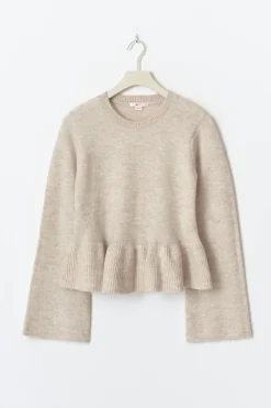 Y knitted peplum sweater