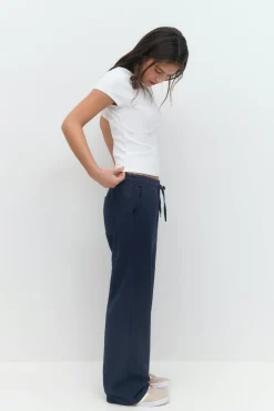 Y low linen blend trousers