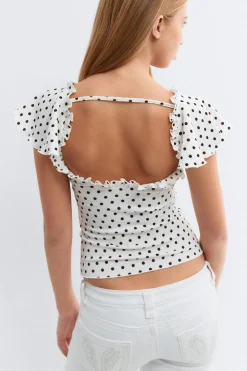 Y open back frill top