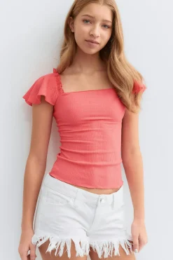 Y open back frill top