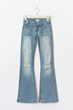 Y pleated flare jeans